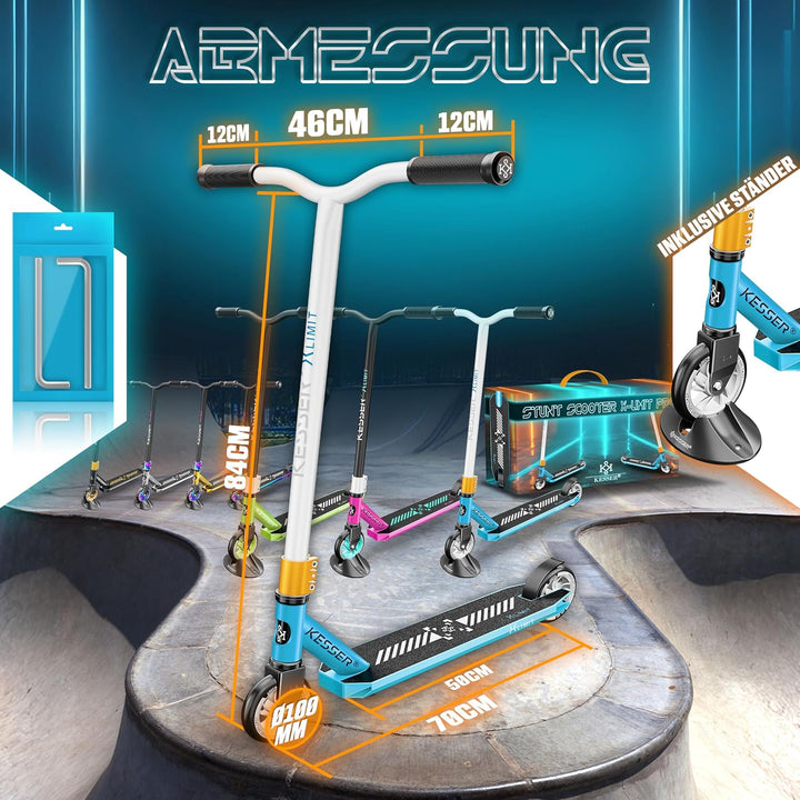 KESSER® Stunt Scooter X-Limit-Pro 360° Lenkung Funscooter Stuntscooter mit Ständer ABEC 9 Kugellager