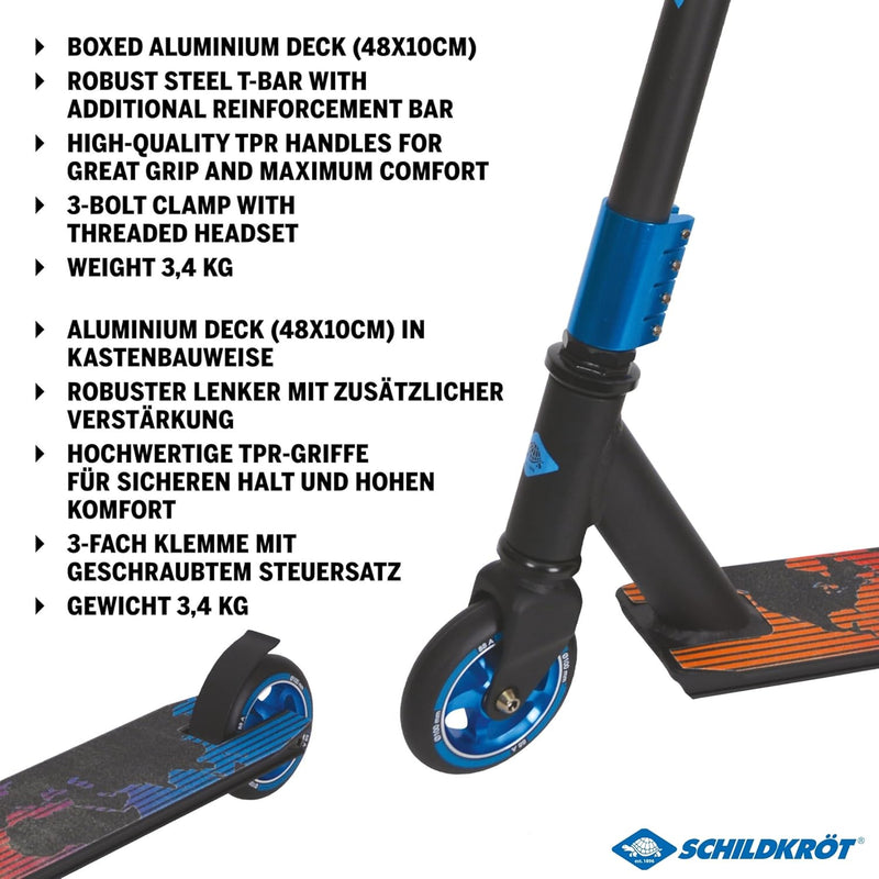 Schildkröt Stunt Scooter Untwist, wertiger Stuntscooter mit Alu-Felge, 100 mm PU Räder, für tolle Tr