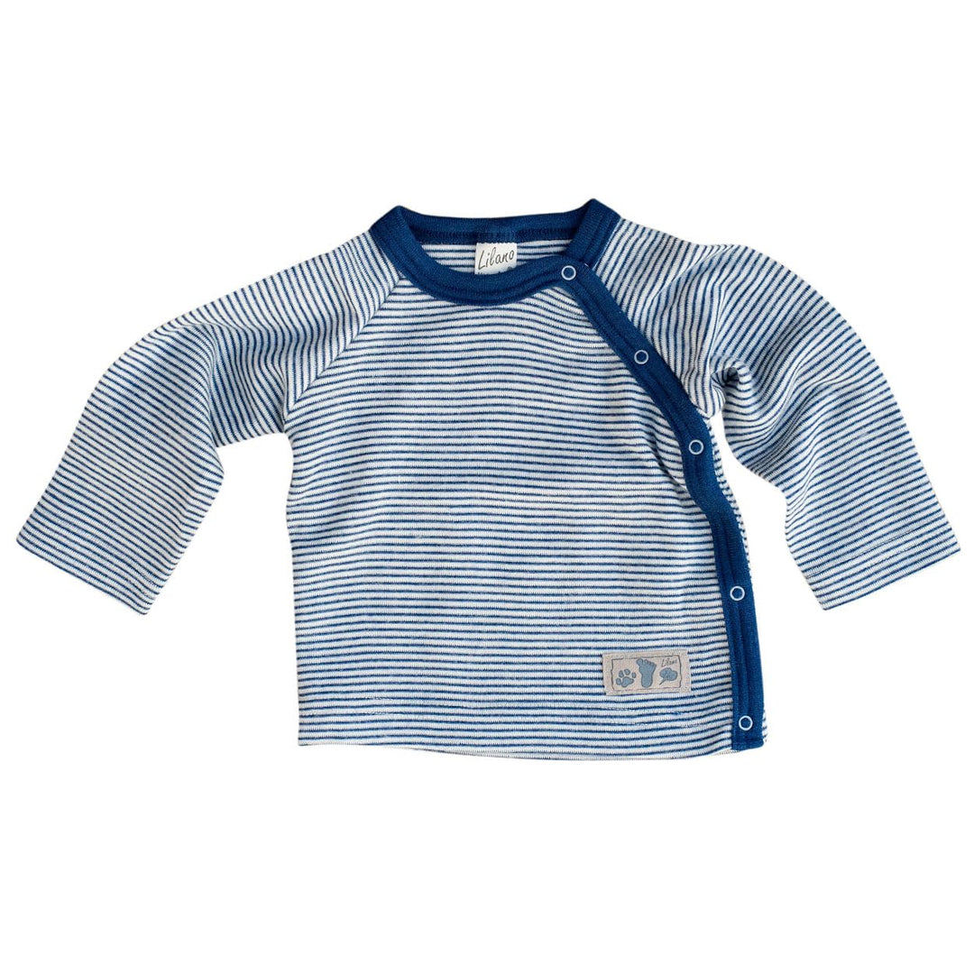 Lilano, Baby Shirt mit Knopfleiste, Merinowolle (kbT), Seide, 210 g/m² 50 Marine/Natur, 50 Marine/Na