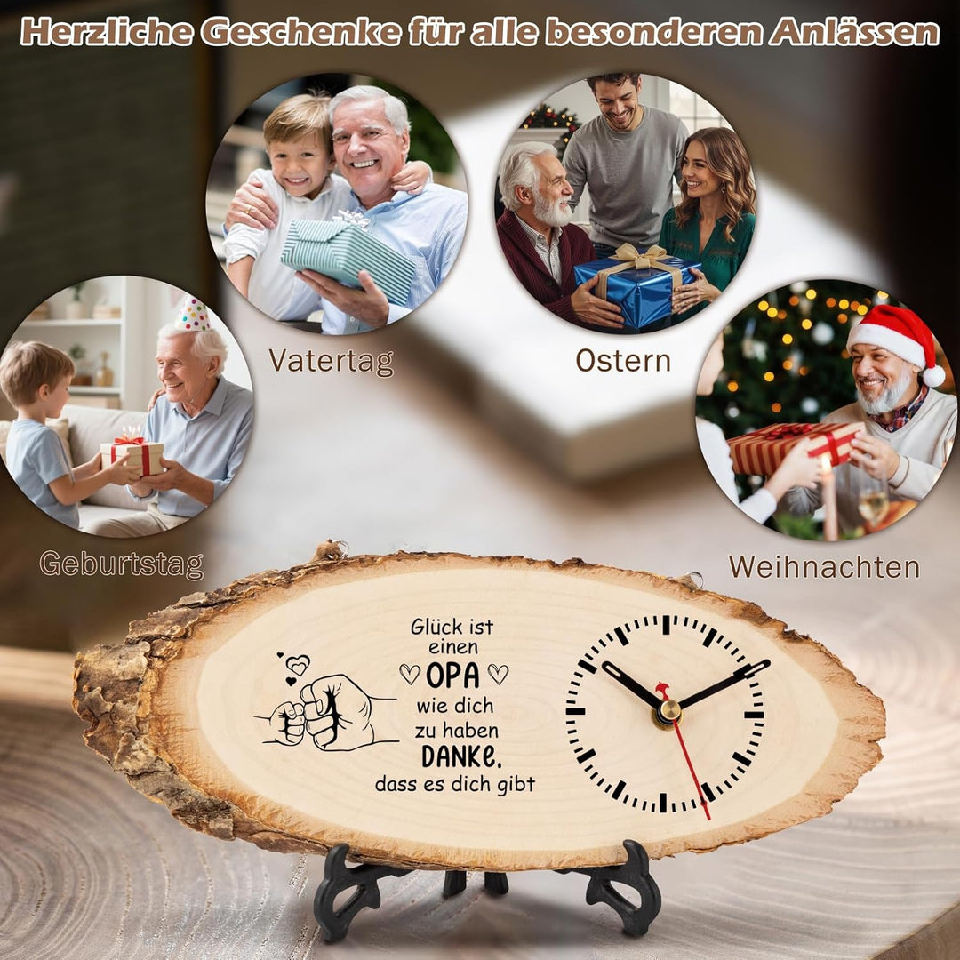 KAAYEE Opa Geschenk, Holzuhr Geschenke für Opa zum Vatertag Geburtstag Valentinstag Ostern, Bester G