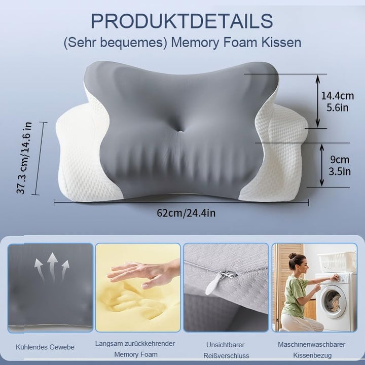 Seitenschläferkissen aus Memory Foam, Ergonomisches Nackenstützkissen Kopfkissen, Orthopädisches Nac