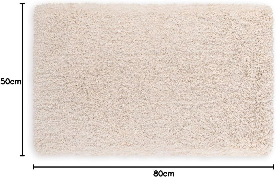 WohnDirect Premium Hochflor Badezimmerteppich Creme • Rutschfester & Extra Flauschiger Badvorleger •