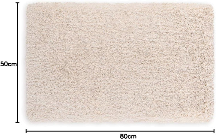 WohnDirect Premium Hochflor Badezimmerteppich Creme • Rutschfester & Extra Flauschiger Badvorleger •