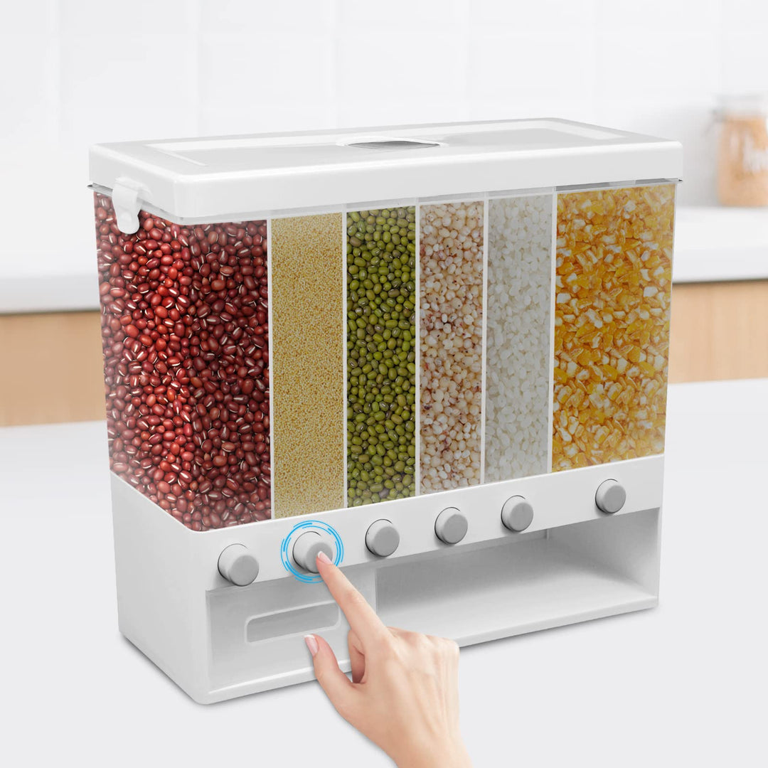6-Fach Cerealienspender Cereal Dispenser mit Reisbehälter - Transparentes Design Herausnehmbare Tren