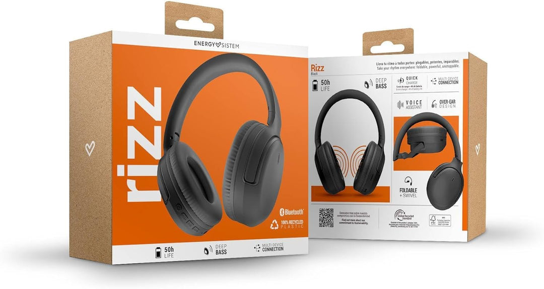 Energy Sistem Rizz Faltbare Bluetooth-Kopfhörer mit 50 Stunden Akku, Schnellladung, faltbares Design