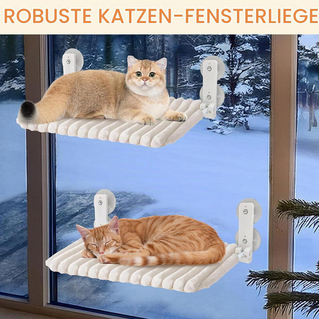 Weiche Katzen Fensterhängematte Sitzstange Faltbar mit Abnehmbarem und Wendbarem Bezug Saugnäpfen Fe