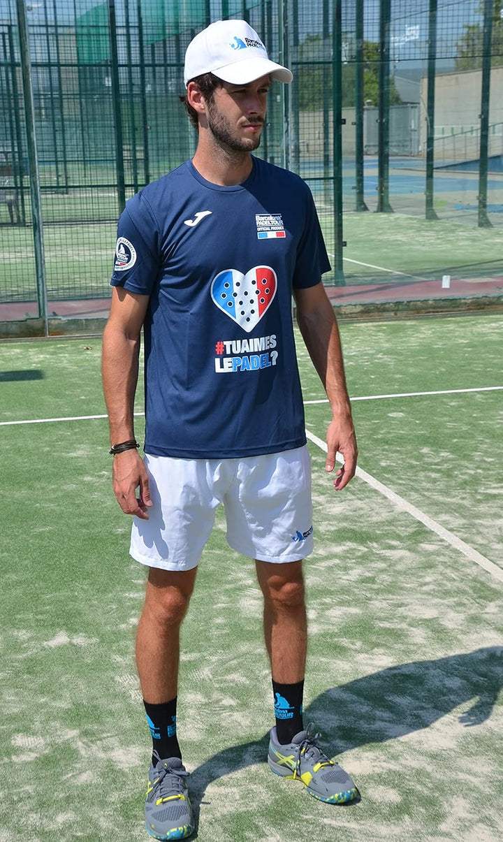 Barcelona Padel Tour - Joma Men's Short Sleeve Crew - Atmungsaktives Micro Mesh Gewebe mit Love Pade
