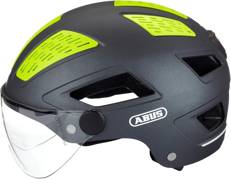 ABUS Stadthelm Hyban 2.0 ACE - Fahrradhelm mit Visier, Licht und ABS-Hartschale - für Damen und Herr