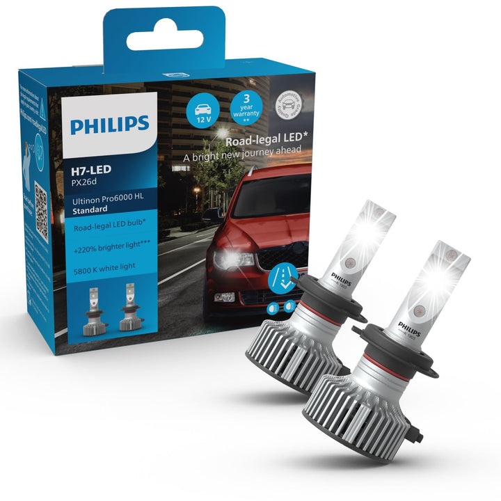 Philips Ultinon Pro6000 Standard H7-LED Scheinwerferlampe mit Strassenzulassung*, 220% helleres Lich