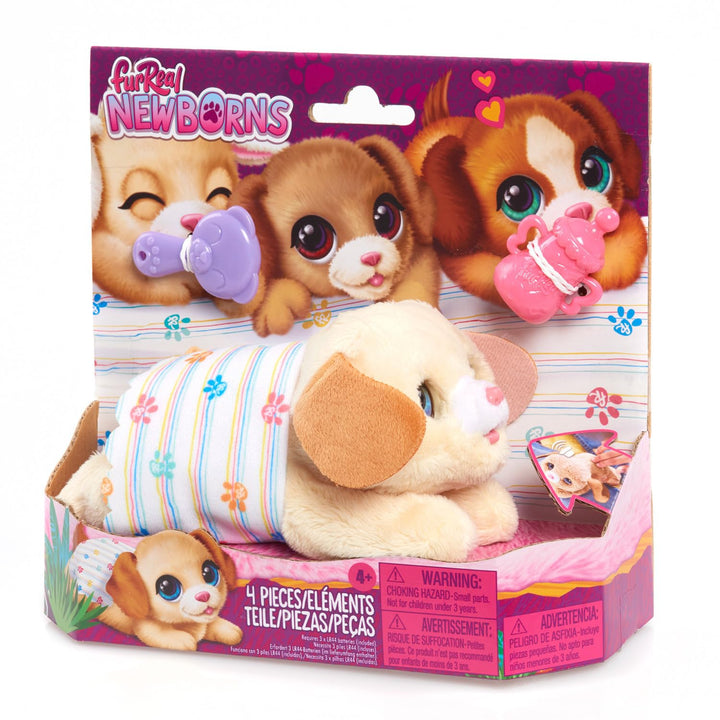 Just Play furReal Newborns Welpe, interaktives Haustier, Kleiner Plüschwelpe mit Soundeffekten und B