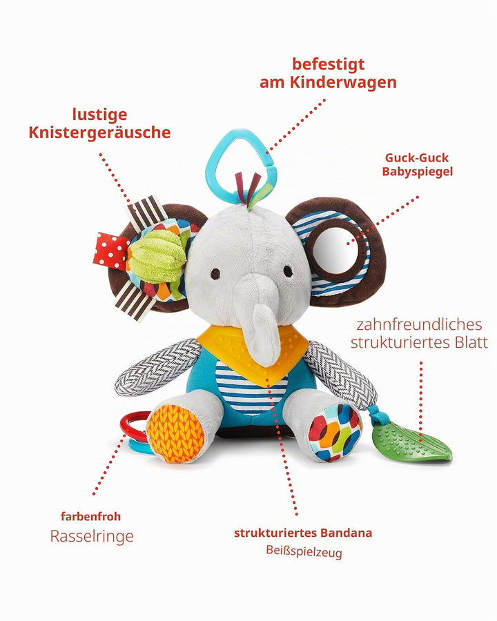 Skip Hop Bandana Buddies Aktivitätsspielzeug, Plüschtier für Babys und Kinder, mehrfarbig, Elefant E