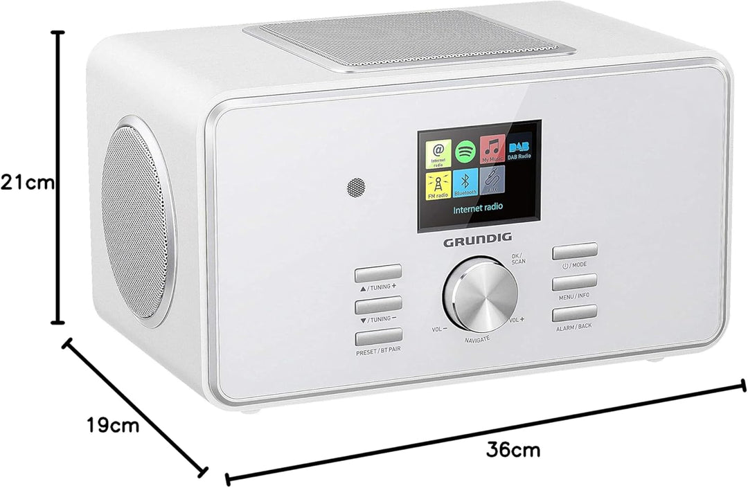 Grundig GIR1080 DTR 6000 X All-In-One“ Radio, White, Weiss Weiss Stereo mit Sub 2.1 / All-in-one Sin