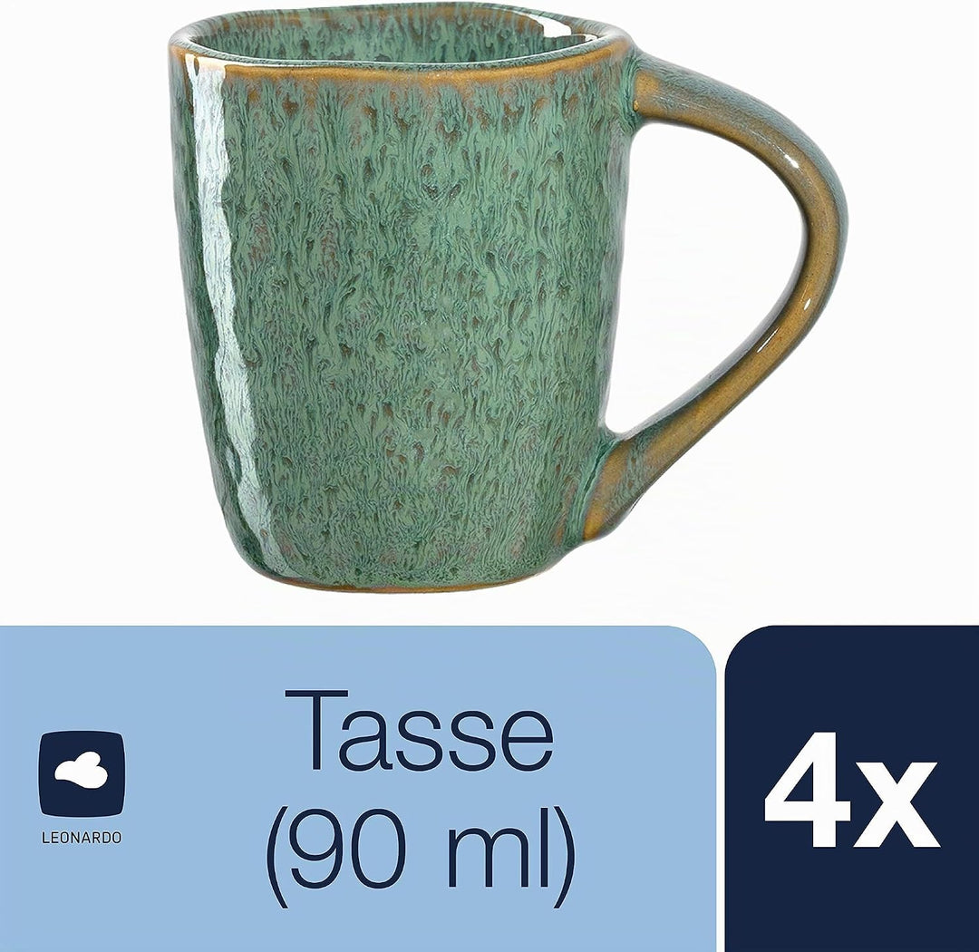 LEONARDO HOME 018597 MATERA Espressotasse 90 ml grün 4er-Set, Keramik Grün Espressotassen, Grün Espr