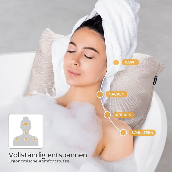 Ergonomisches Badewannenkissen | Premium Wellness Badekissen 3D-Mesh | Schnelltrocknendes Badewannen