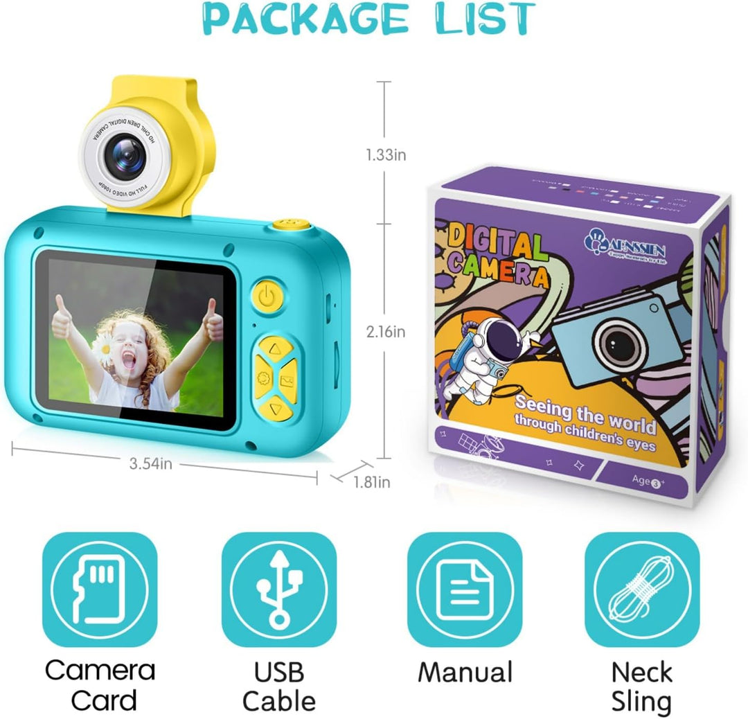 ARNSSIEN Digitalkamera für Kinder Kamera,2,4" IPS Kinderkamera mit 180°Flip | 1080P videokamera &amp; Se
