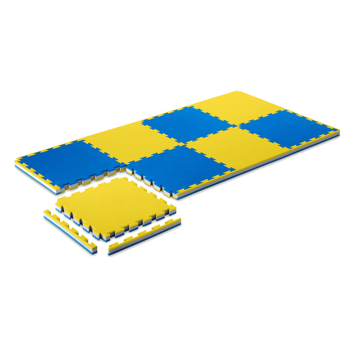 ProGame Kit 8 Stück Tatami Matte 4 cm PERFORMANCE-HOME 50x50 cm Judomatte Gelb/Blau, Gelb/Blau