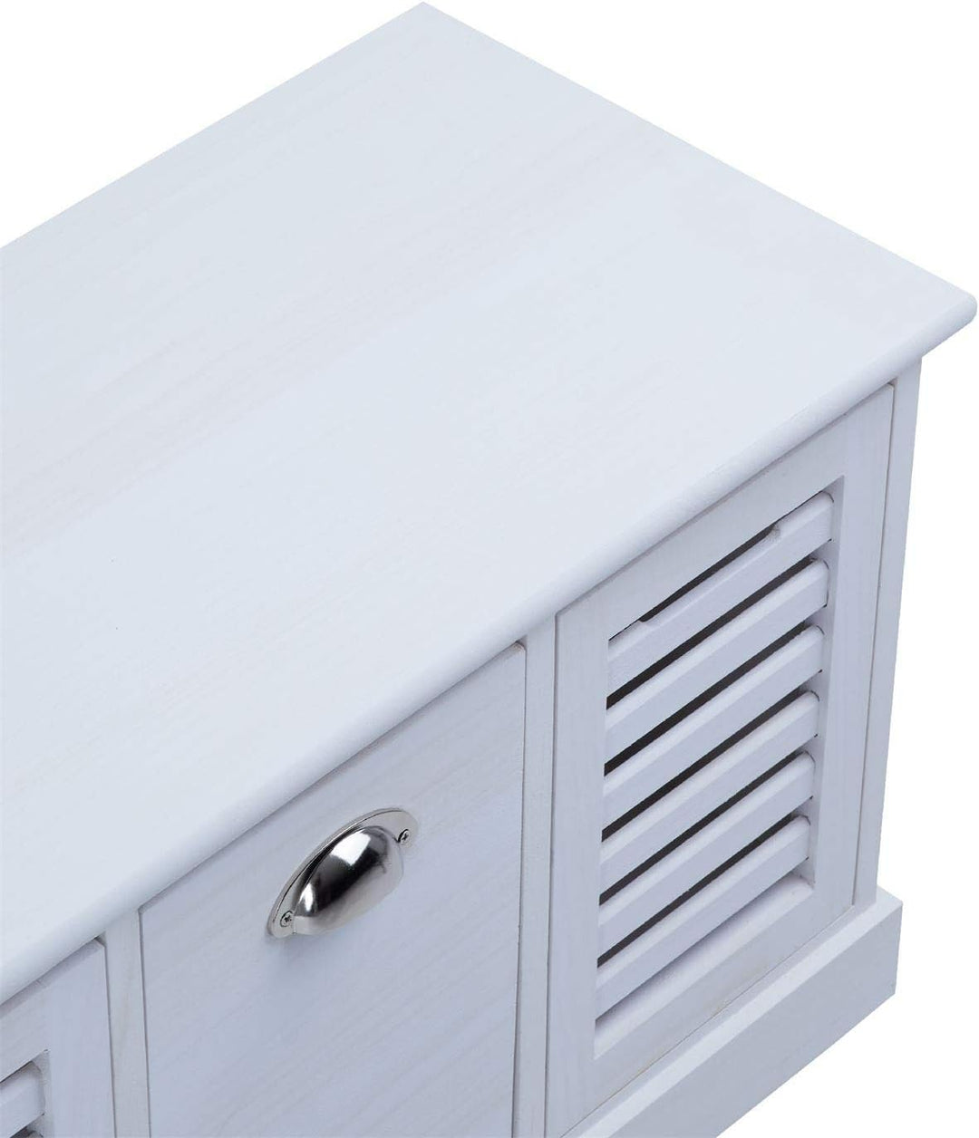 CARO-Möbel Sitzbank TRIENT Garderobenbank Sitztruhe in weiss mit 3 Schubkästen, Vintage Shabby Look