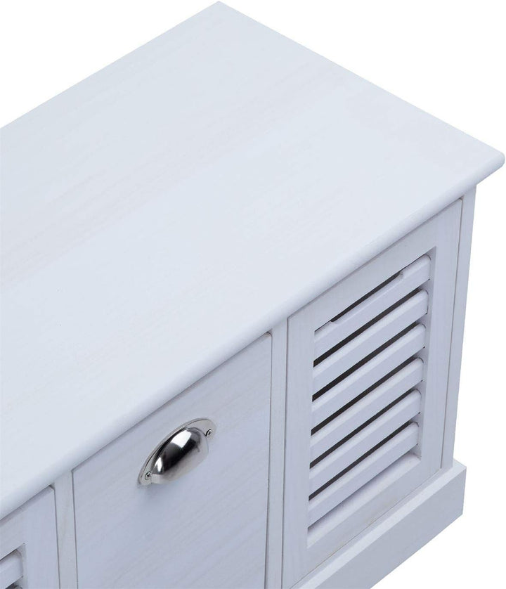 CARO-Möbel Sitzbank TRIENT Garderobenbank Sitztruhe in weiss mit 3 Schubkästen, Vintage Shabby Look
