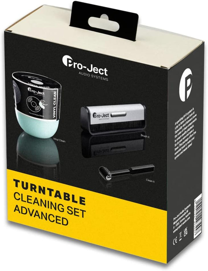 Pro-Ject Cleaning Set Advanced, Kohlefaser-Reinigungsbürste für Schallplatten, Carbon Nadelbürste un