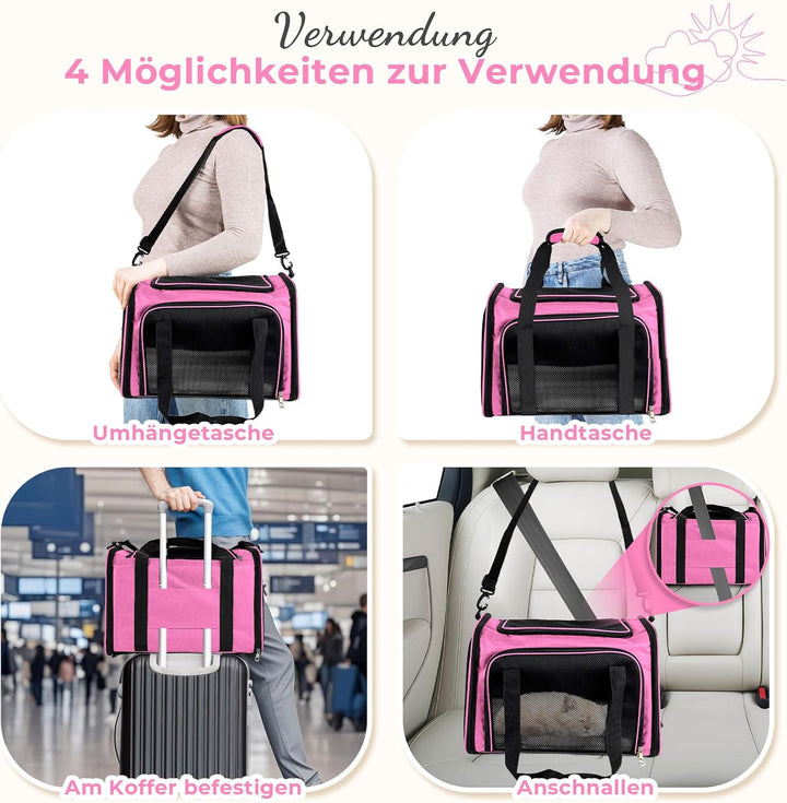 Lohofrnny Transporttasche Katze, Transportbox für Katze Hund, Katzentransporttasche, Faltbare Hausti