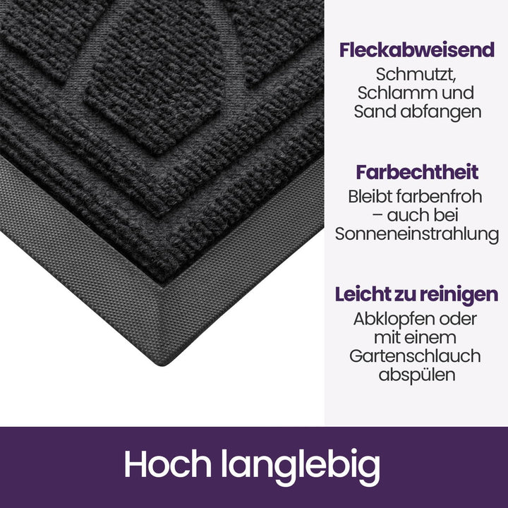 DEXI Fussmatte Aussen rutschfest 44×75 cm,Schmutzfangmatte Outdoor Waschbar,wetterfest Fussmatte aus