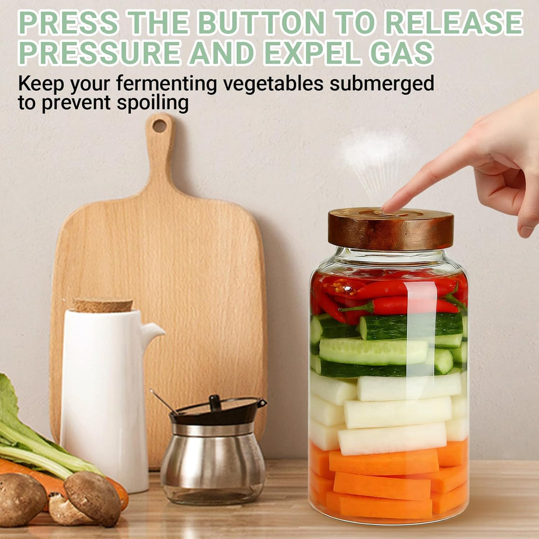 GäRbehäLter 2.8L, FermentiergläSer Kimchi BehäLter Fermentationsglas, Fermentierglas Mit Gewicht 1 A