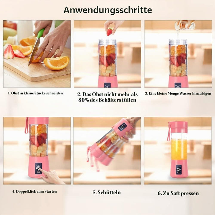 Mixer Smoothie Maker, elektrischer USB-Entsafter-Mixer, tragbarer Mini-Mixer mit sechs Klingen für S