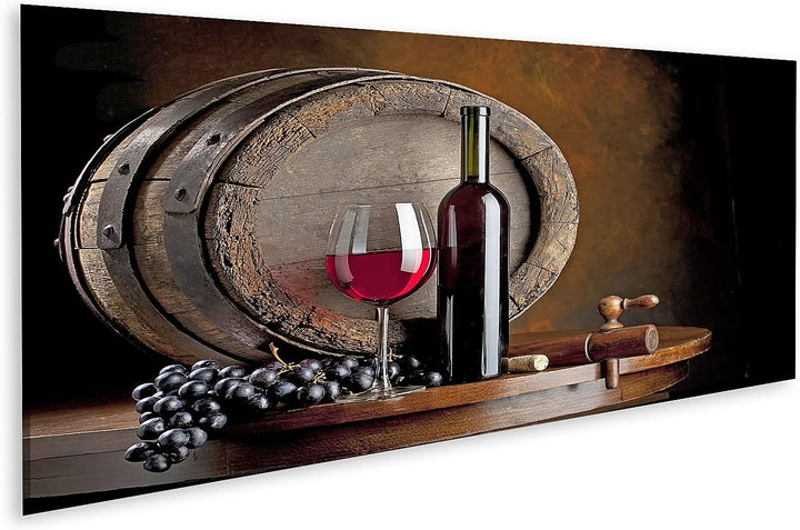 islandburner Bild auf Leinwand Wein Komposition Mit Weinfass Bilder Wandbilder Poster Leinwand 120x4