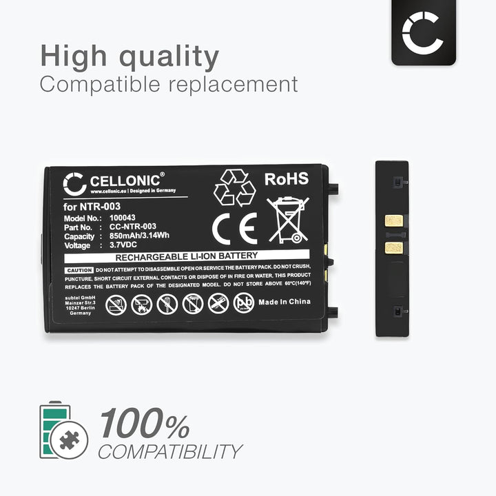 subtel 2X Akku kompatibel mit Nintendo DS, DS Lite - NTR-001, NTR-003 3.6V - 3.7V 800mAh, 2x