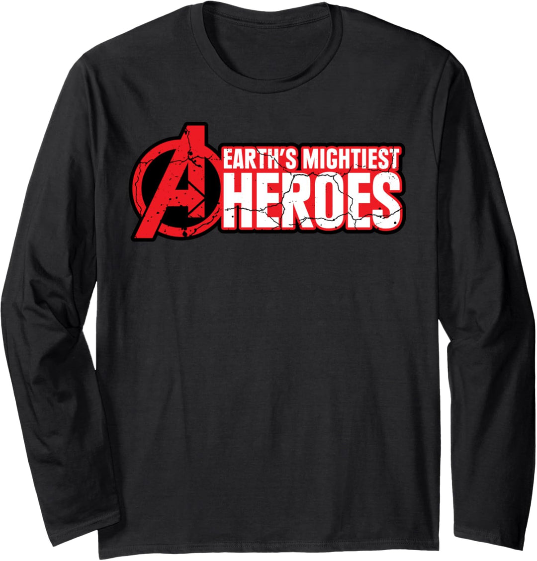 Marvel Avengers Earth's Mightiest Heroes Chest Text Langarmshirt
