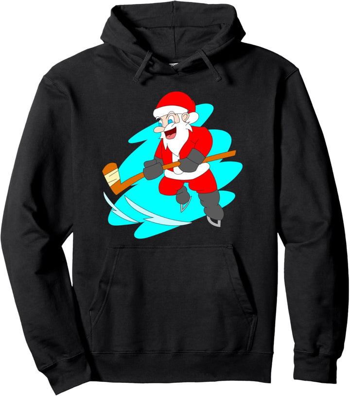 Weihnachtsmann Spielende Eishockeyspieler Weihnachten Pullover Hoodie