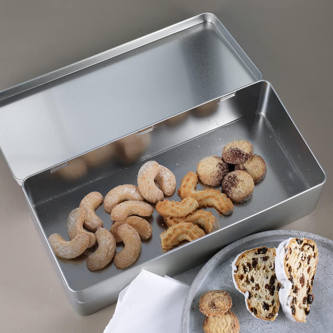 Herz & Heim® Blechdose als Geschenkverpackung für Stollen oder Plätzchen - 32,5 cm x 7,6 cm x 16 cm