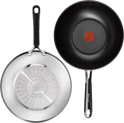 Tefal E30 Jamie Oliver Wok pfanne Induktion 28 cm -SET4- Wokpfanne Antihaft-beschichtet, Spülmaschin