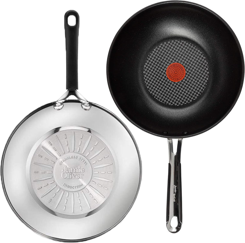 Tefal E30 Jamie Oliver Wok pfanne Induktion 28 cm -SET4- Wokpfanne Antihaft-beschichtet, Spülmaschin