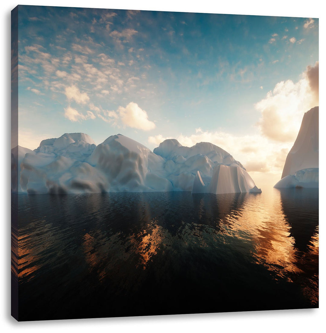 Pixxprint Eisschollen in der Antarktis als Leinwandbild | Grösse: 70x70 cm | Wandbild| Kunstdruck |