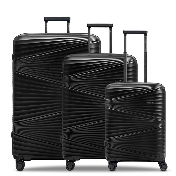 Pactastic Ultra leicht Hartschalen Koffer-Set 3-teilig | Robustes Polypropylen Material | 4 Doppelro