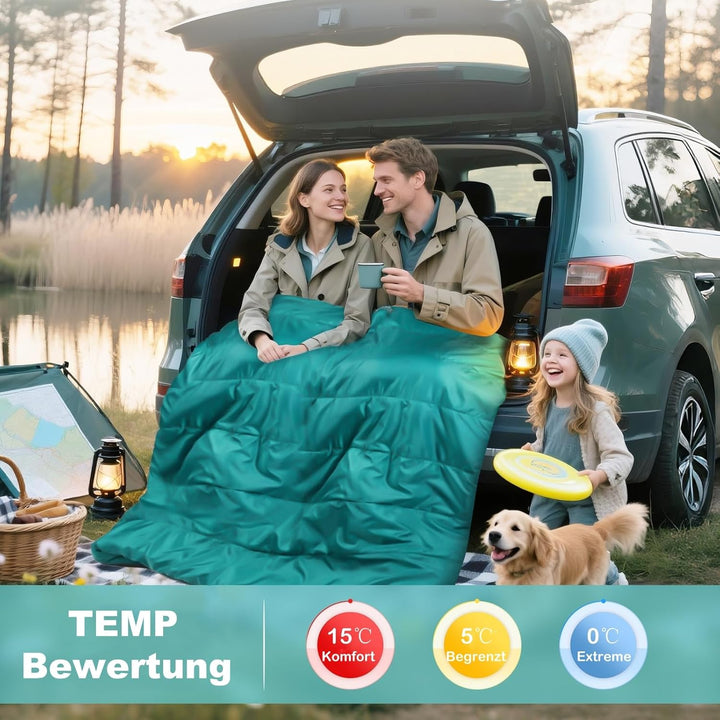 Baumwollflanell-Doppelschlafsack für Camping, Wandern oder Wandern. Queen Size 2 Person wasserdichte