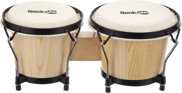 RockJam RJ-100300 7" and 8" Bongo Set with Padded Bag and Tuning Wrench Natural Natural Single, Natu