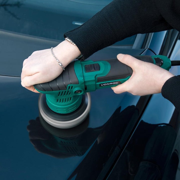 VONROC Exzenter Poliermaschine Auto Set elektrisch - Auto Zubehör Politur zum Kratzer entfernen, Aut
