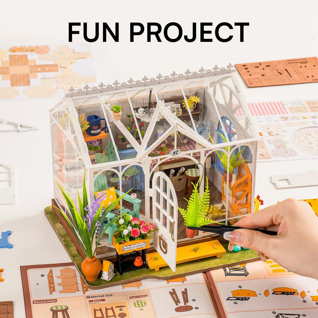 Rolife Puppenhäuser Miniatur Haus Kit mit Möbeln und LED-Licht Puppenhaus Holz Modellbausätze für Er