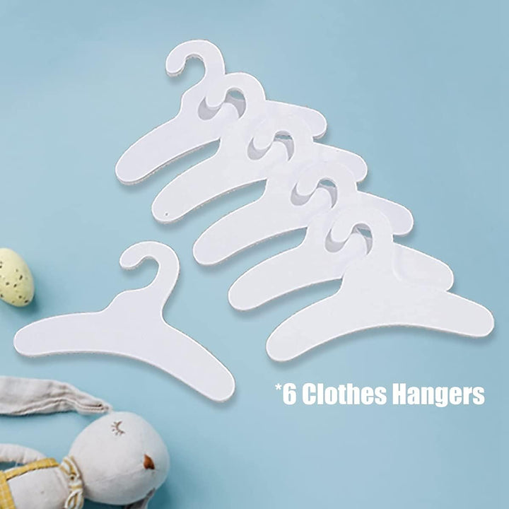 Holzpuppenmöbel mit 6 Kleiderbügeln Offener Kleiderschrank Organizer Puppenschrank für Puppen Spielz