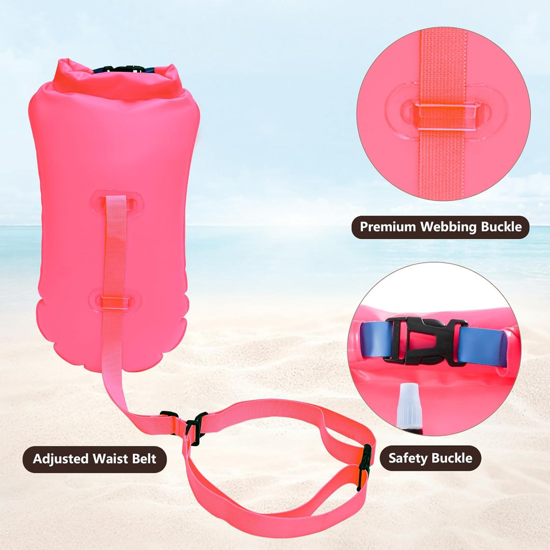 Schwimmboje - 20L Rosa, Boje Schwimmen Schwimmbojen für Erwachsene und Kinder, Trockensack Gute Sich