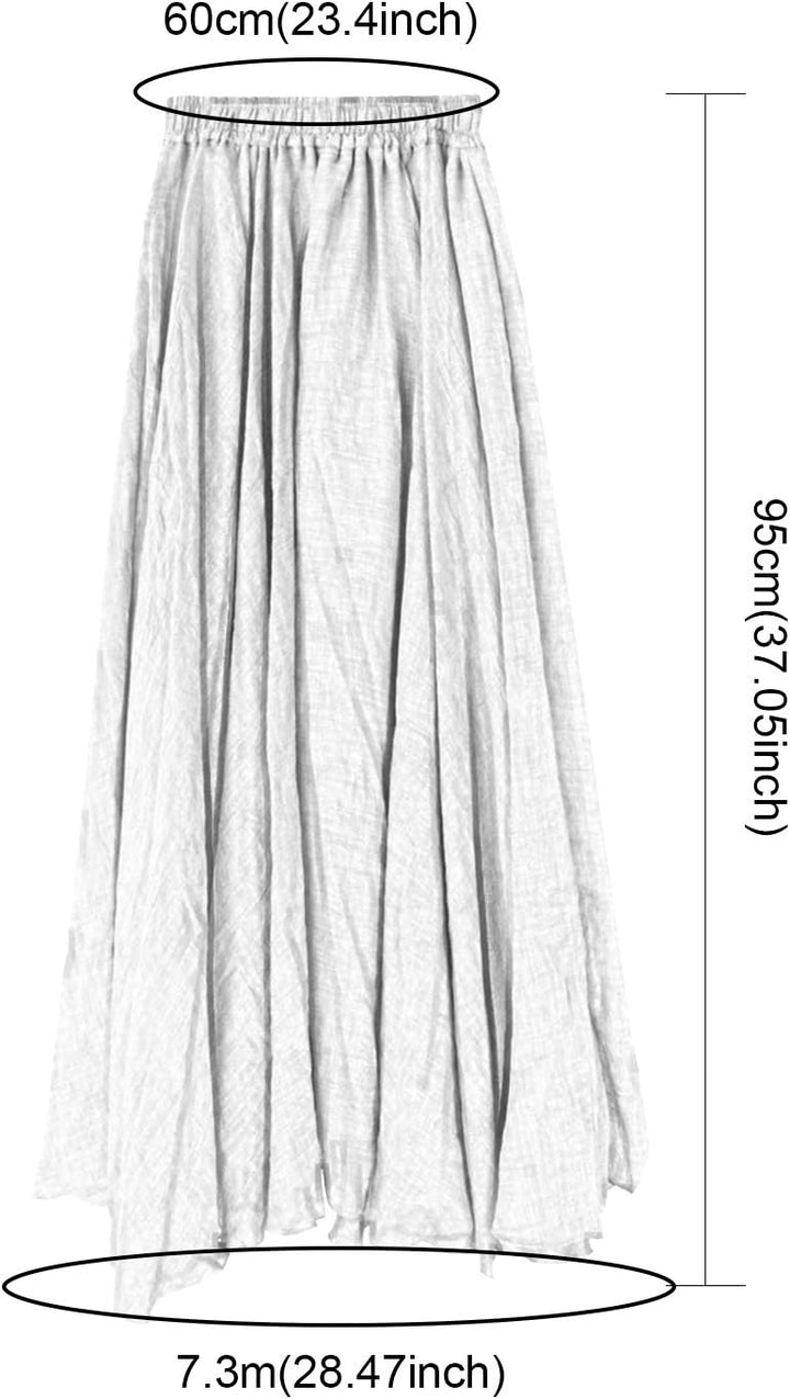 FEOYA Baumwolle Leinen Maxirock Boho Sommer Rock Double Layer Elastische Taille Faltenrock Frauen Ei