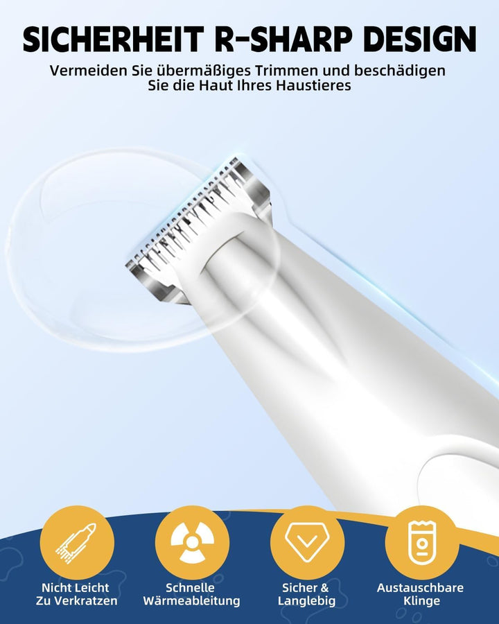 Pfotentrimmer für Hunde mit LED-Licht, Leise Hundepfoten Trimmer Paw Trim, 600mAh Type-C Wiederaufla
