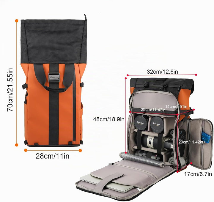 Besnfoto Kamerarucksack Wasserdicht, Fototasche Kameratasche für DSLR SLR spiegellose Kamera mit Lap