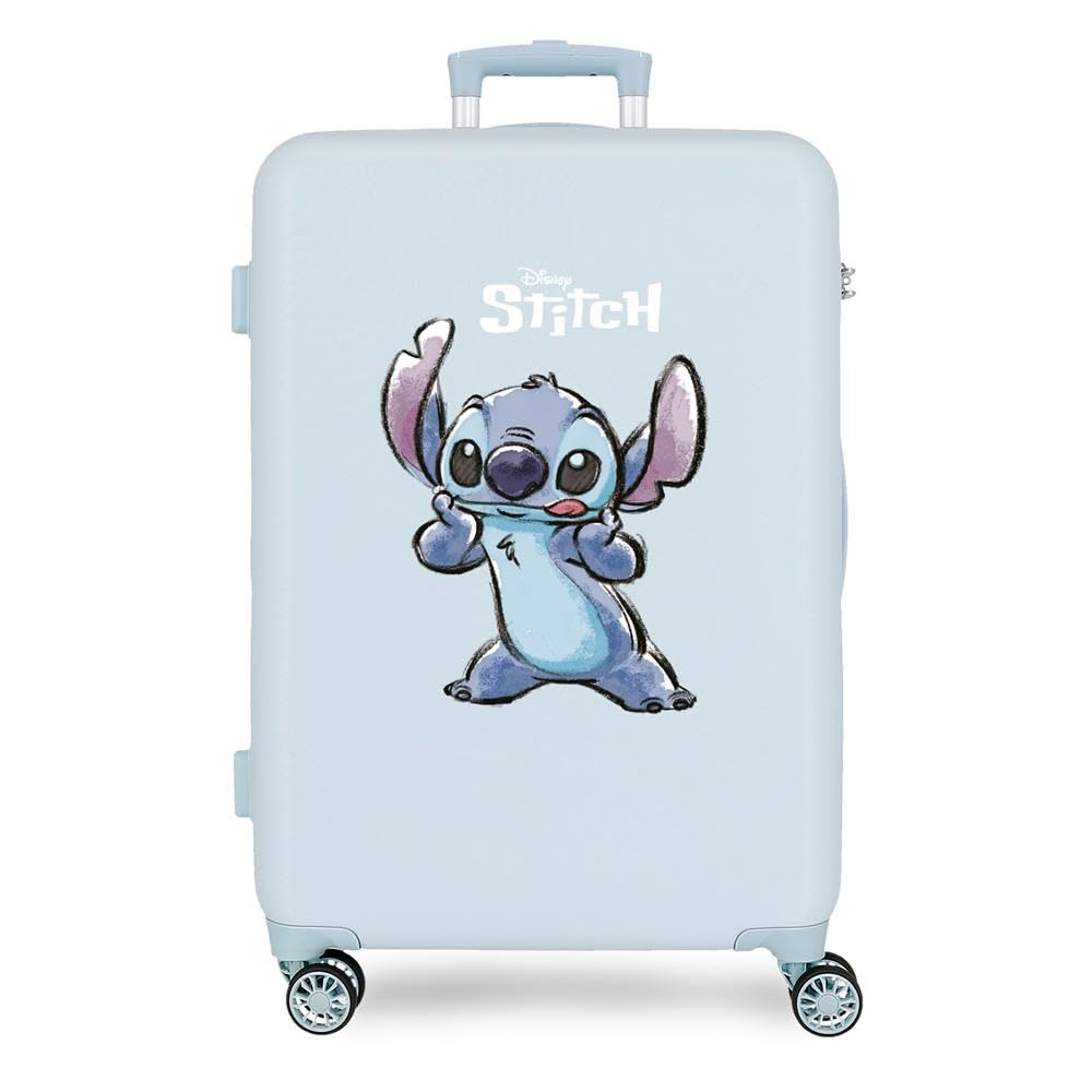 Disney Adorable Stitch Moods Kabinenkoffer, starres ABS, Zahlenschloss an der Seite, 4 Doppelräder,