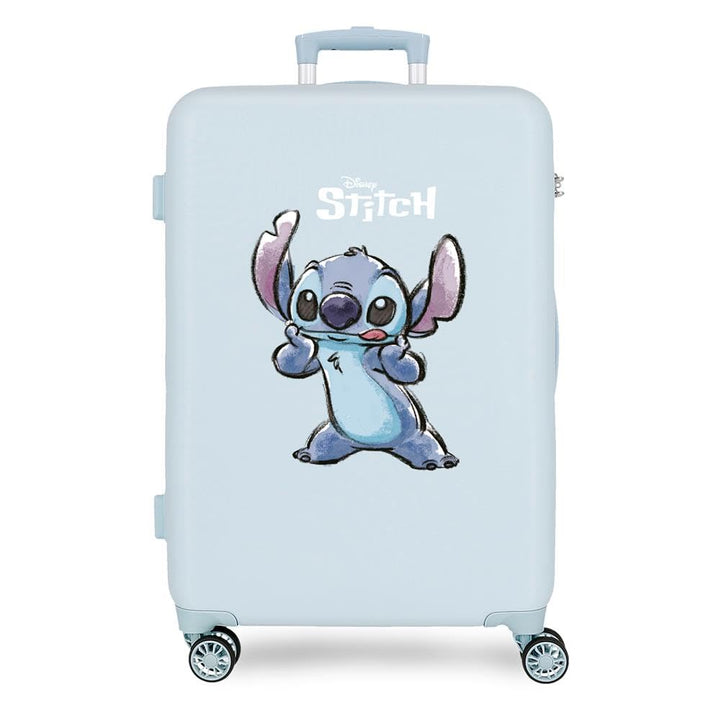 Disney Adorable Stitch Moods Kabinenkoffer, starres ABS, Zahlenschloss an der Seite, 4 Doppelräder,