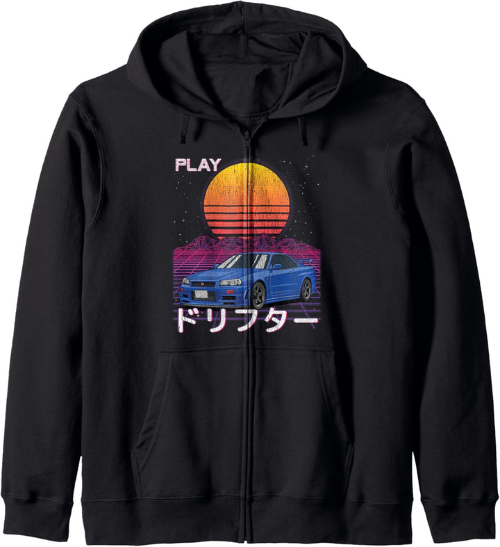 JDM Import Tuner Drift Car Street Racing Synthwave Ästhetik Kapuzenjacke
