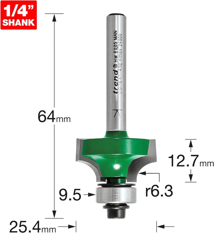 Trend - Abgerundet über 6,3 Radius x 12,7mm geschnitten - C076X1/4TC Rund/über 6,3 mm Rad x 12,7 mm