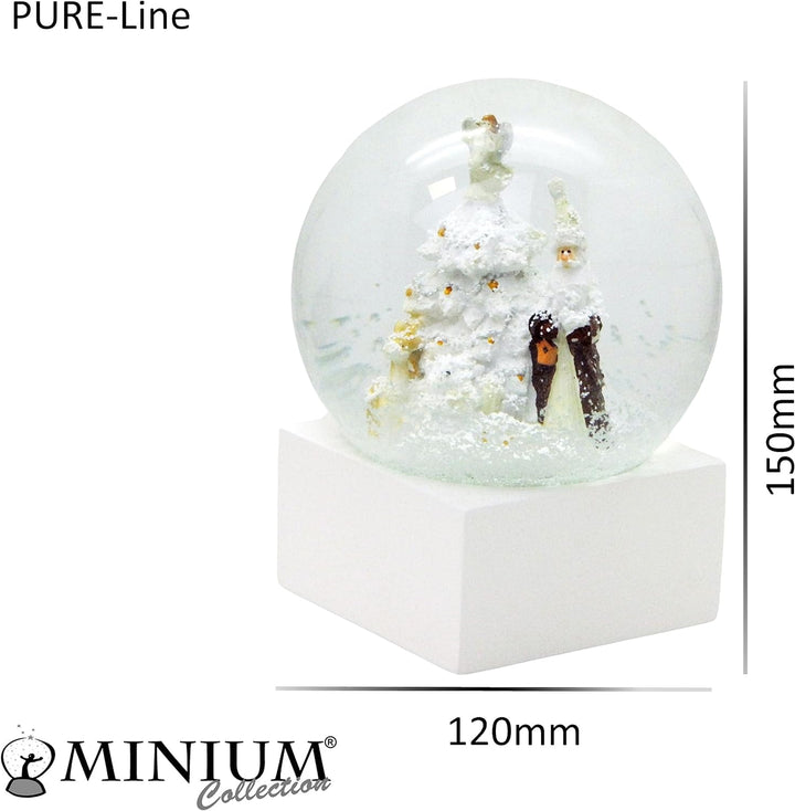 Schneekugel stylisch Glamour Christmas Santa mit Weihnachtsbaum Designer weiss braun Pure-Line Socke